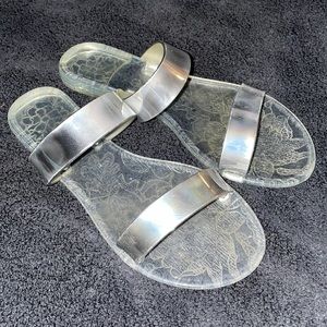 Clear silver sandals